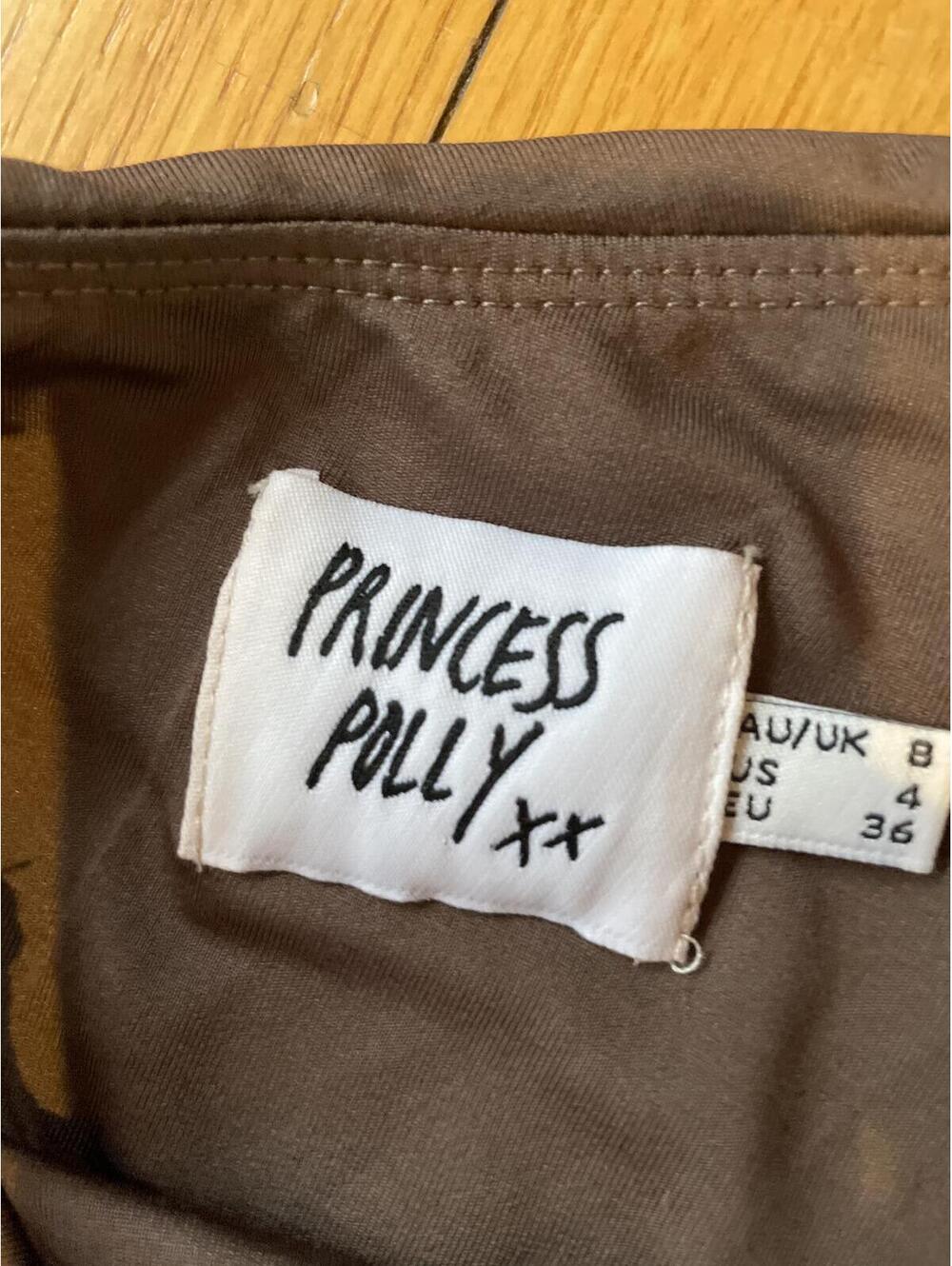 Princess Polly Klara Mini One Shoulder Cut Out Ruched Brown Size 4 - Picture 3 of 6